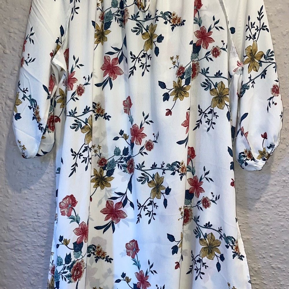Floral Maxi Dress - White with Multicolor Floral Print
